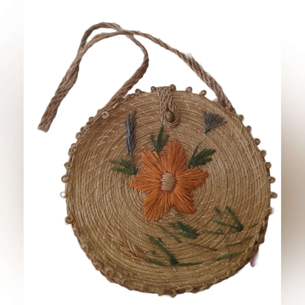 VINTAGE RATTAN ROUND SHOULDER HANDBAG